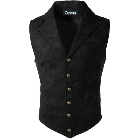 Handmade Black Men's Victorian Suit Gentleman Vest Steampunk Gothic Waistcoat - Picture 1 of 6